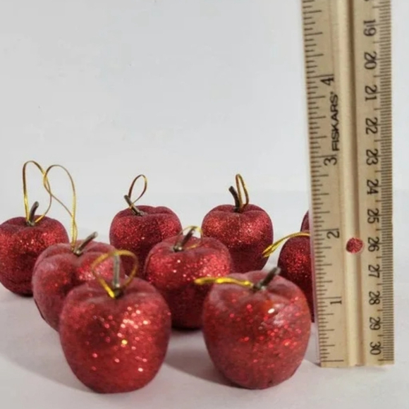 Set of 12 Sparkly Apple Ornaments | Glitter Holiday Decor - Picture 13 of 14